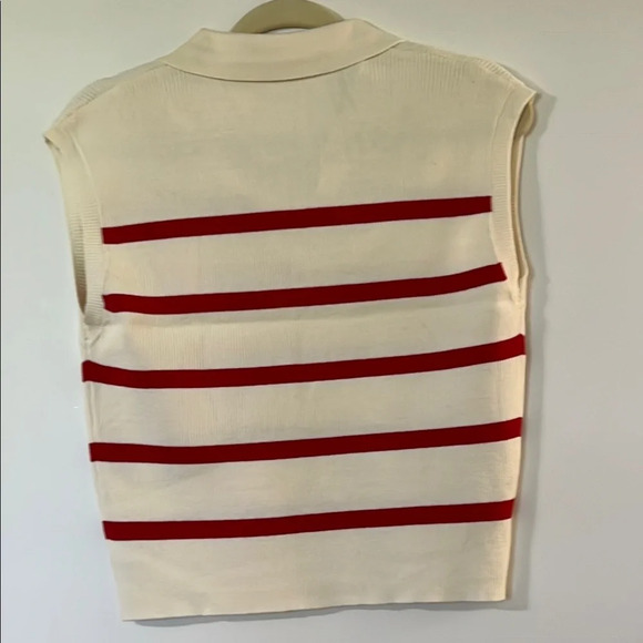 Double Zero Cream and Red Striped Tank Top - Picture 3 of 6